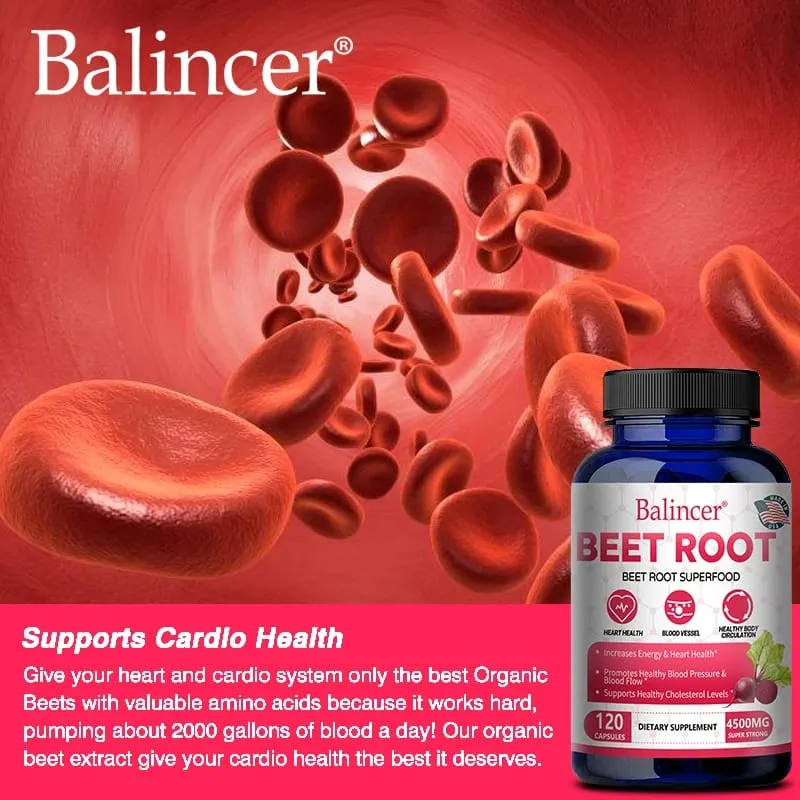 Beetroot Capsules 2500mg Support Daily Blood Circulation Cardiovascular Wellness Physical Endurance & Immune Balance — image 3