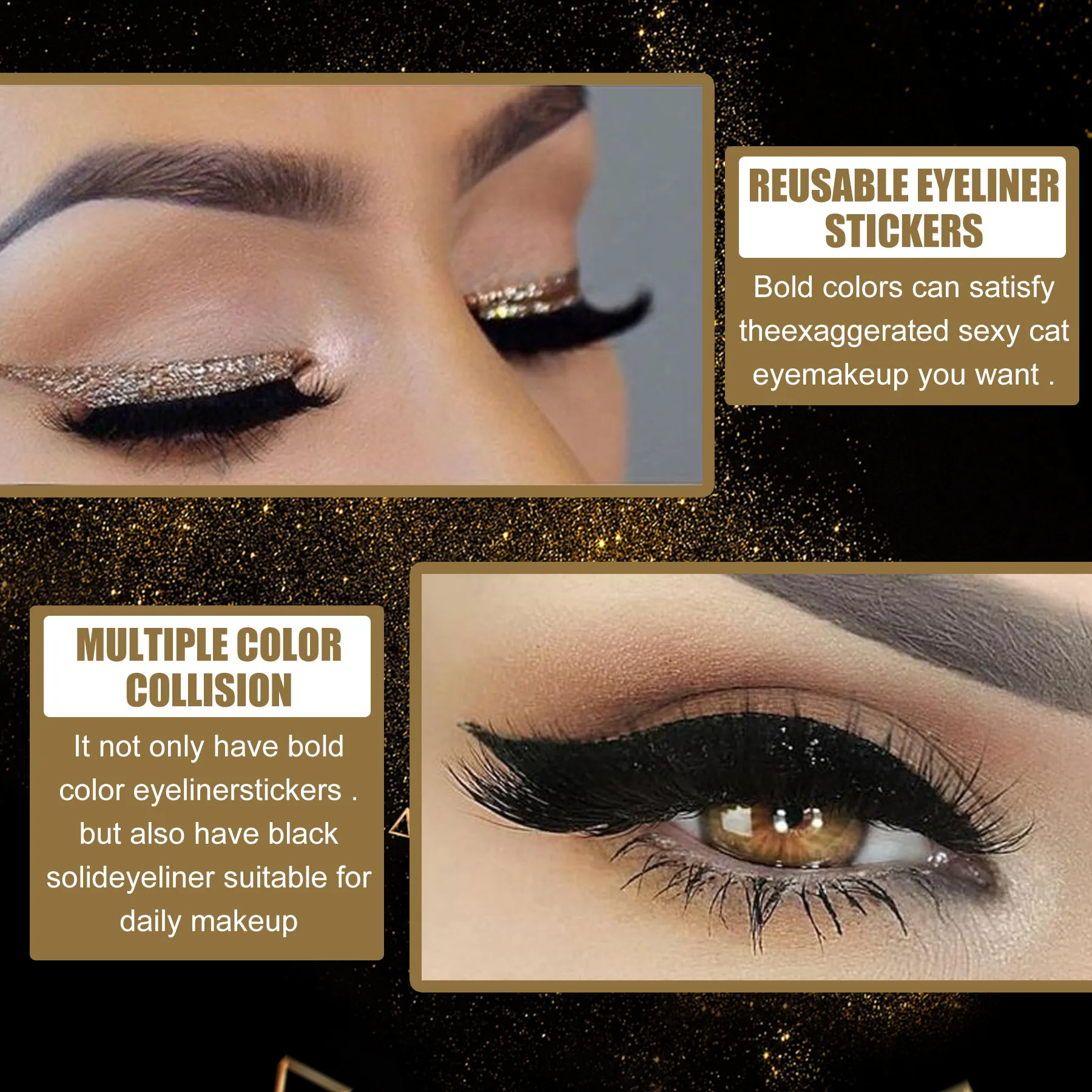 2in1 Eyeshadow Eyeliner Stickers False Eyelashes Waterproof Eyelash Liner Patches Instant Cat Eye Natural Look Party Eye Makeup
