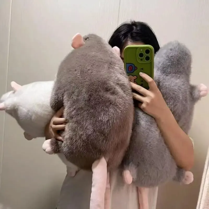 1Pc 35/50/90cm Cartoon Flower Branch Rat Soft Oversized Animal Figure Cute Simulation Big Mouse Plush Toy Pillow Birthday Gift — image 2