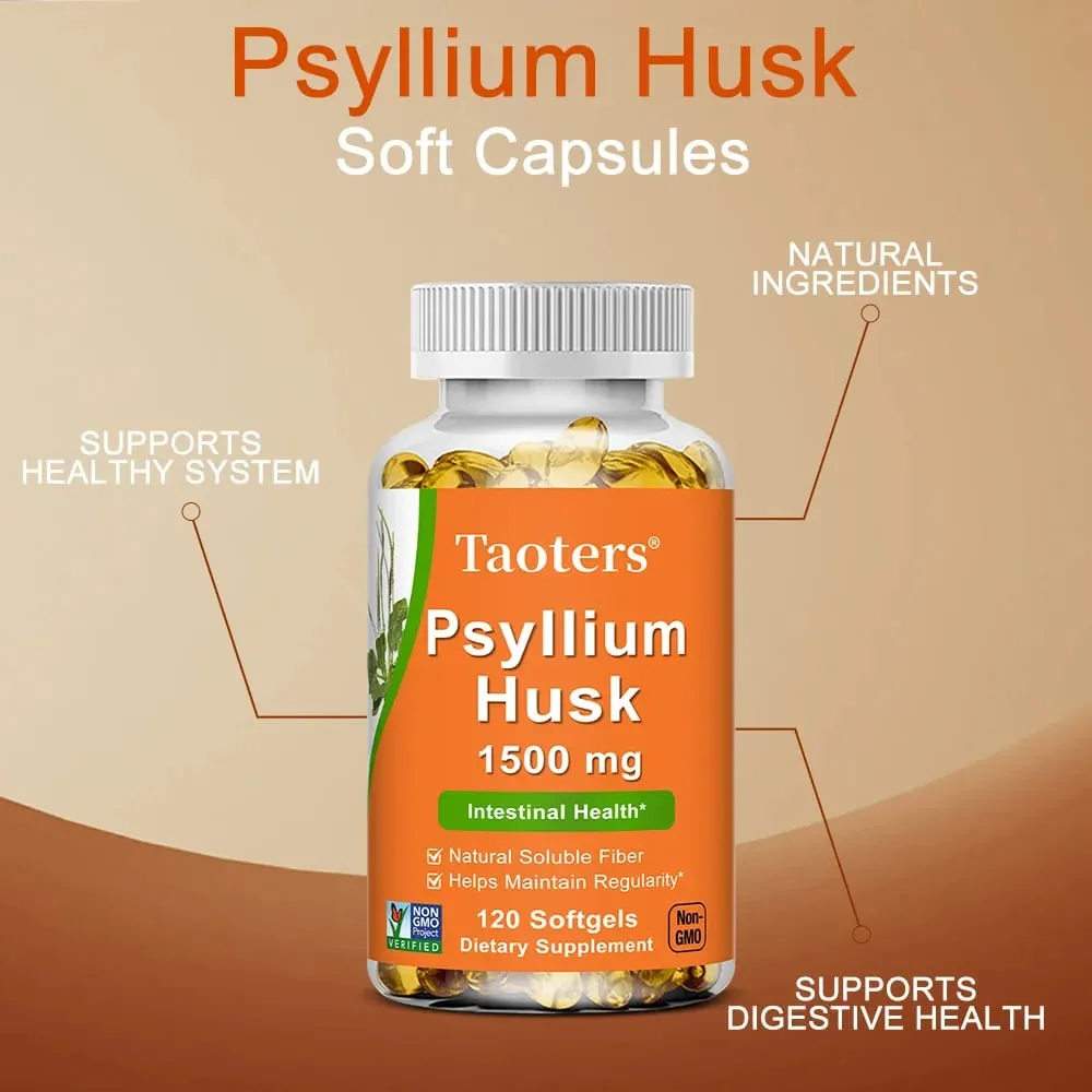 Psyllium Husk Supplement-Natural Soluble Fiber Promotes Digestion Supports Immunity and Promotes Intestinal Health 120 Capsules