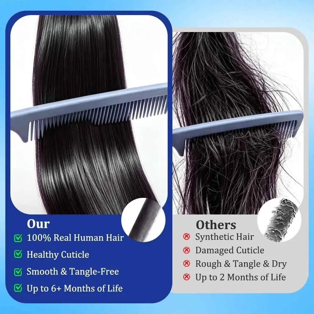 16-24 Inch 16A Tape In Hair Extensions Invisible Seamless Real Human Hair Brazilian Natural Black Remy Straight Hair 100% Human Hair For Women — image 5