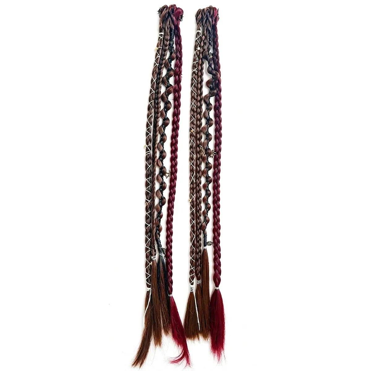 Box Braids Hair Extensions Pre-Braided Synthetic Colored Twist Braids with Hair Accessories for Women Hip Hop Punk Festival — image 7