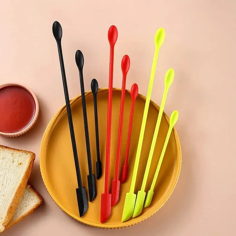 Cosmetic Bottle Silicone Mini Scraper 3-Piece Set Double-End Spatula for Baking Jam and Cream