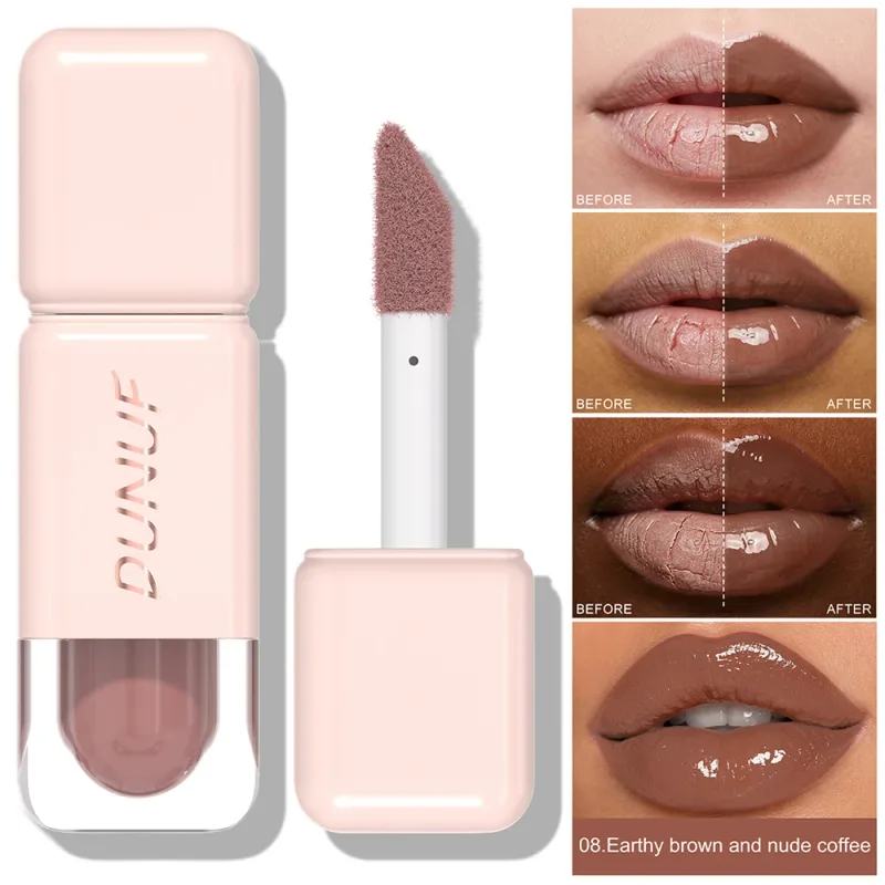 Glossy Lip Gloss Cermin Air Tint Bibir Tahan Lama Tidak Melekit Cawan Gincu Cecair Melembapkan Bogel Merah Coklat Bibir Makeup — image 11