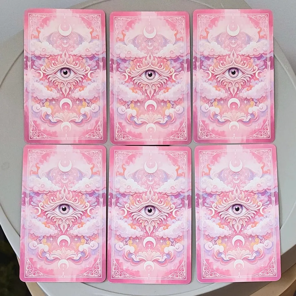 Pink Romantic Fantasy Tarot Deck in Tin Box 11*6.2cm 78-Card Full Deck with Instruction Book Spiritual Divination Oracle