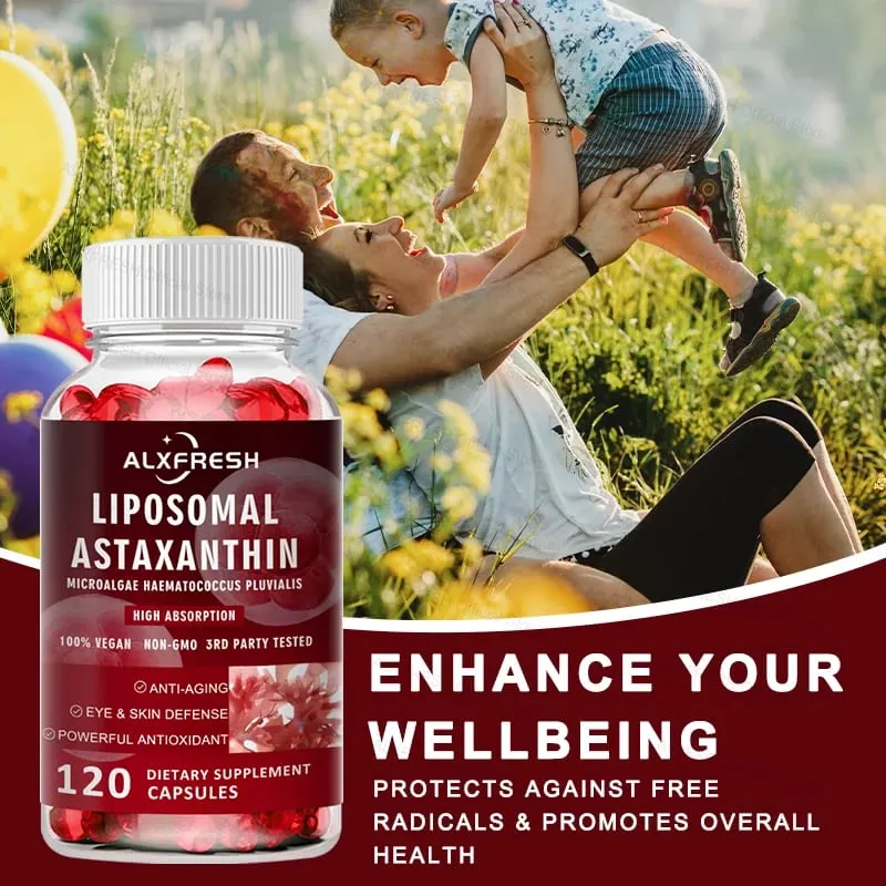 Antioxidante de alta absorção de astaxantina lipossomal 24mg para olhos, pele, cérebro imunológico, suporte cognitivo, suplemento natural não gmo — image 4