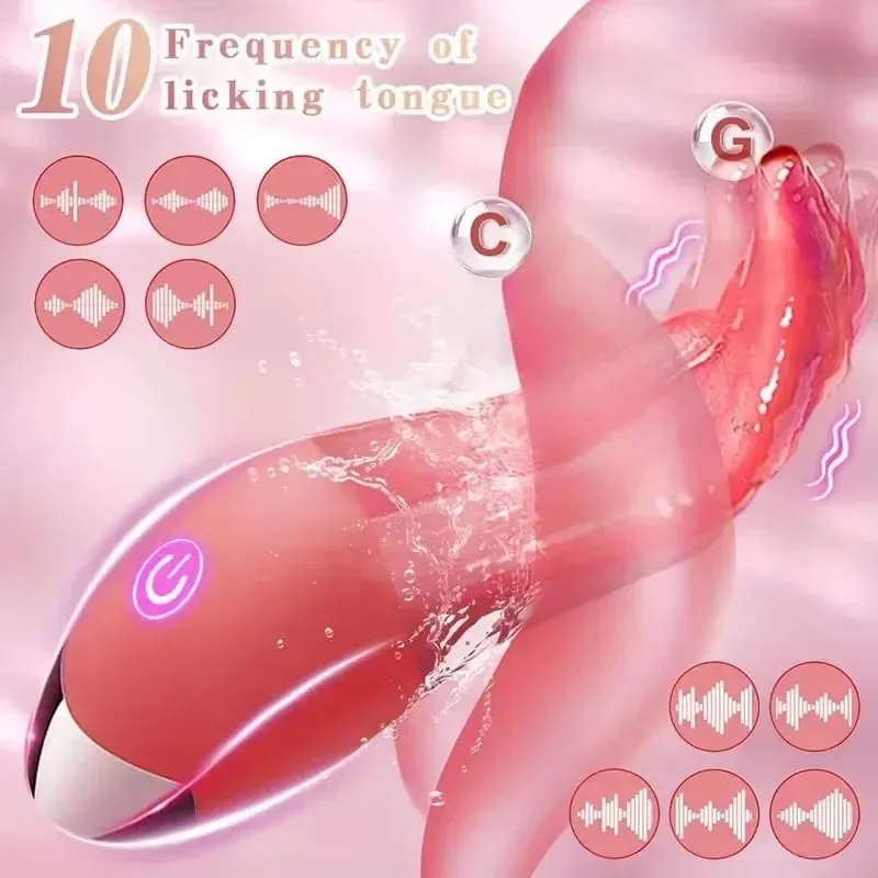 Powerful Licking Tongue Vibrator Massage Nipple G Spot Stimulator for Women 10 Modes Vibrating Strong Shock Clitoral for Sex Toy