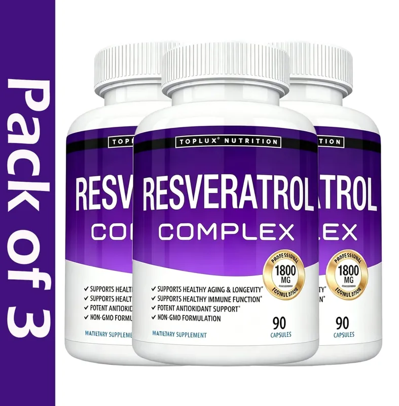 Resveratrol Complex Supplement 1800mg Antioxidant Pills for Healthy Aging Overall Health Immune System Brain Function 90 Caps — image 9