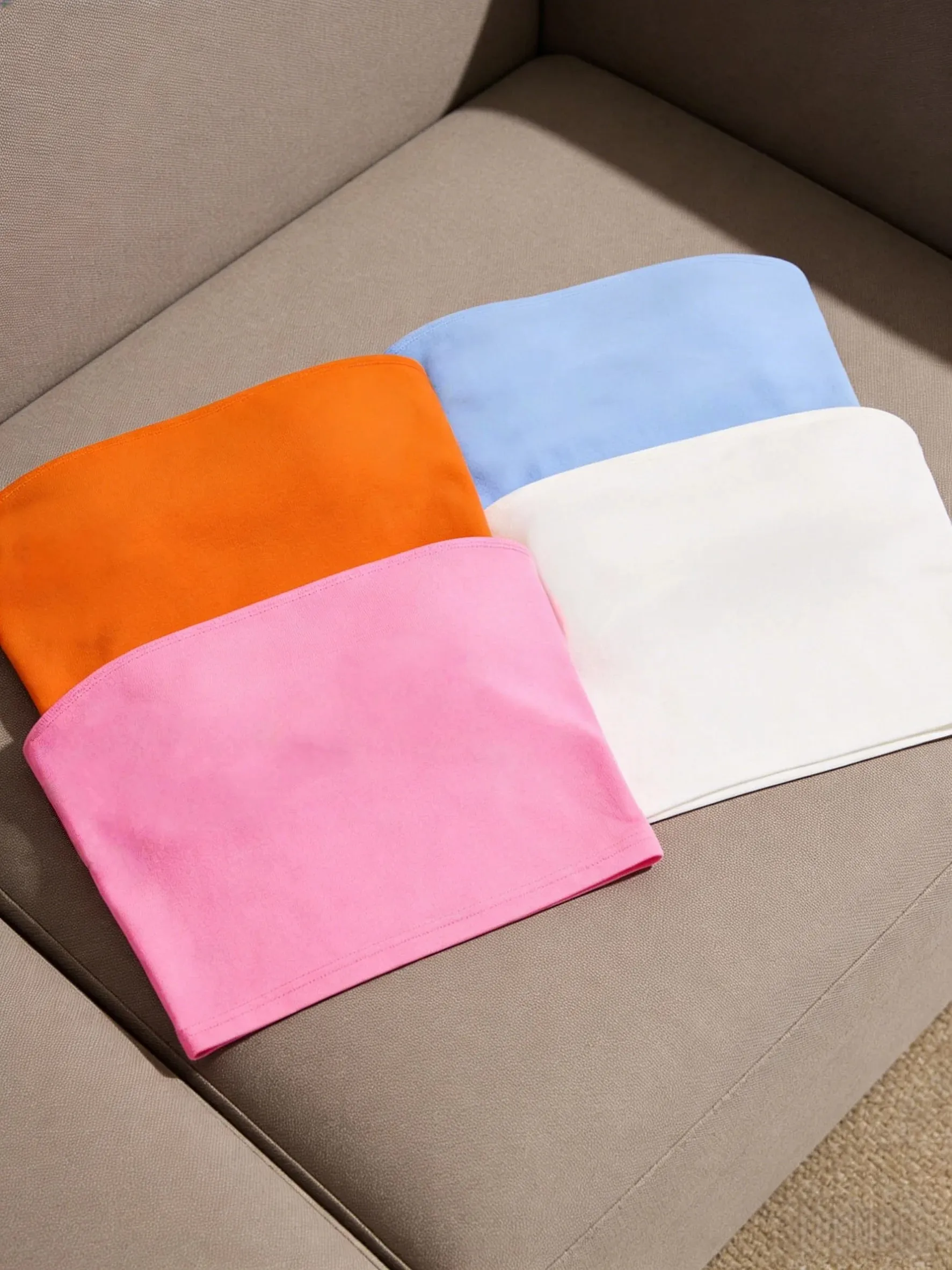 Women 4 Pack Strapless Tube Top Set Casual Solid Sleeveless Bandeau Top Set