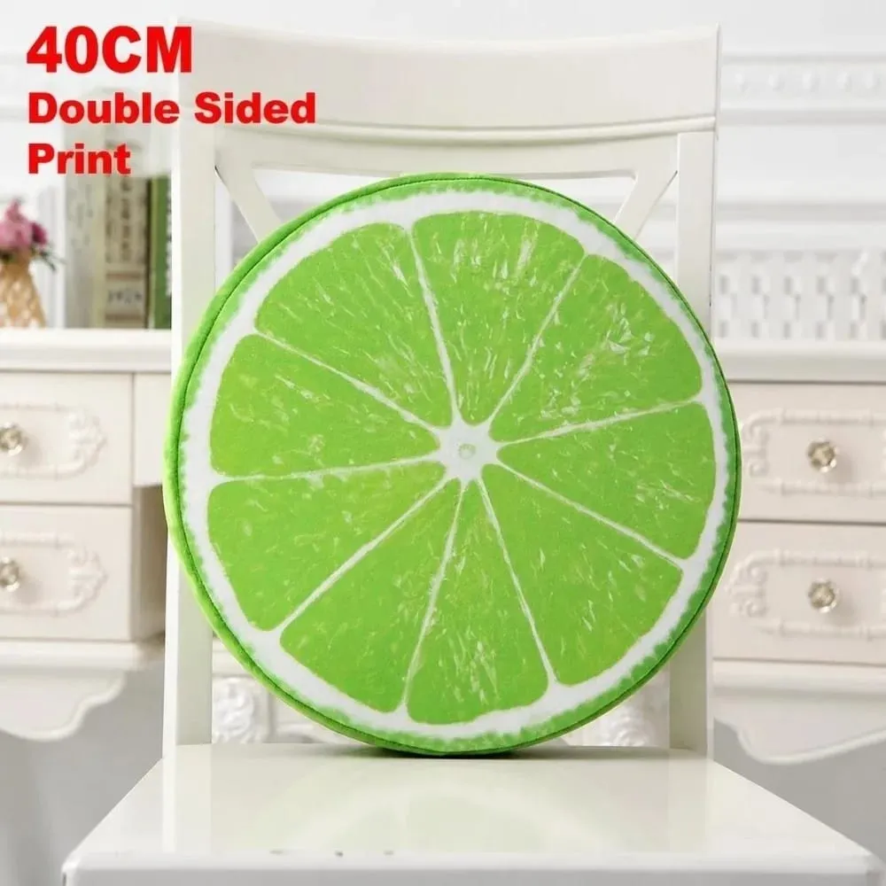 Soft Round Fruit Pillow Simulation Fruit Slice Print Seat Cushion Stuffed Inner Plush Fabric Sofa Cushion Sofa Decor