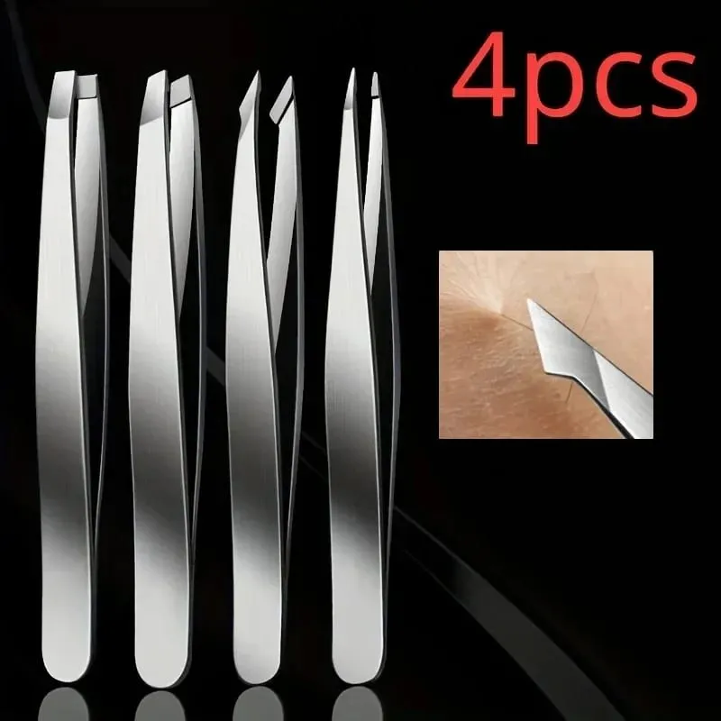 4pcs Set Professional Tweezers Set Perfect For Eyebrow Hair Removal Splinter Very Effortless and Relaxed to Remove for women — image 1