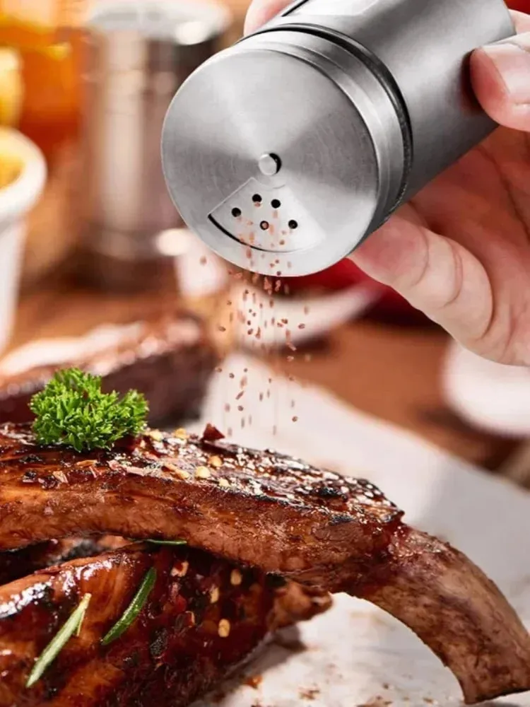 Stainless Steel Spice Shaker Seasoning Cans Rotate Camping Barbecue Jars Spice Storage Box Salt Sugar Pepper Storage Bottle