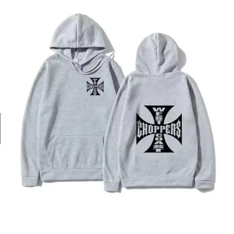 Costa oeste ferro cruz choppers impresso masculino com capuz moda legal moletom unissex moda velo oversized hoodie streetwear — image 4