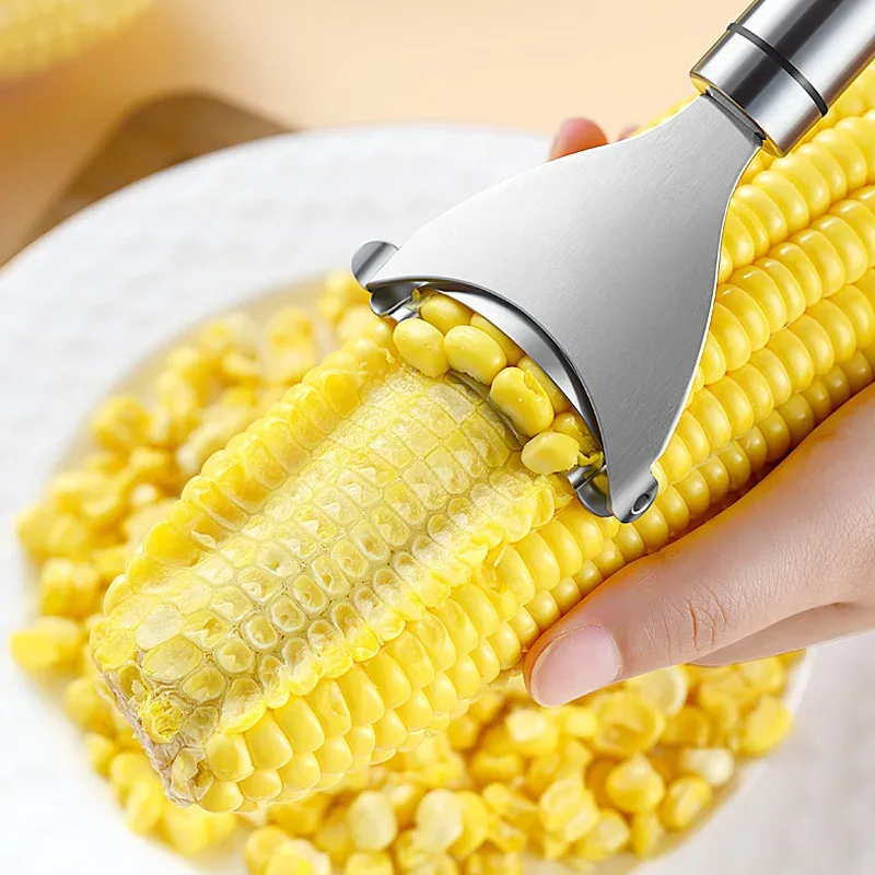 304 Stainless Steel Thresher Corn Slicer Peeler Kitchen Household Corn Cutter Fishing and Corn Peeling Practical Kitchen Tools