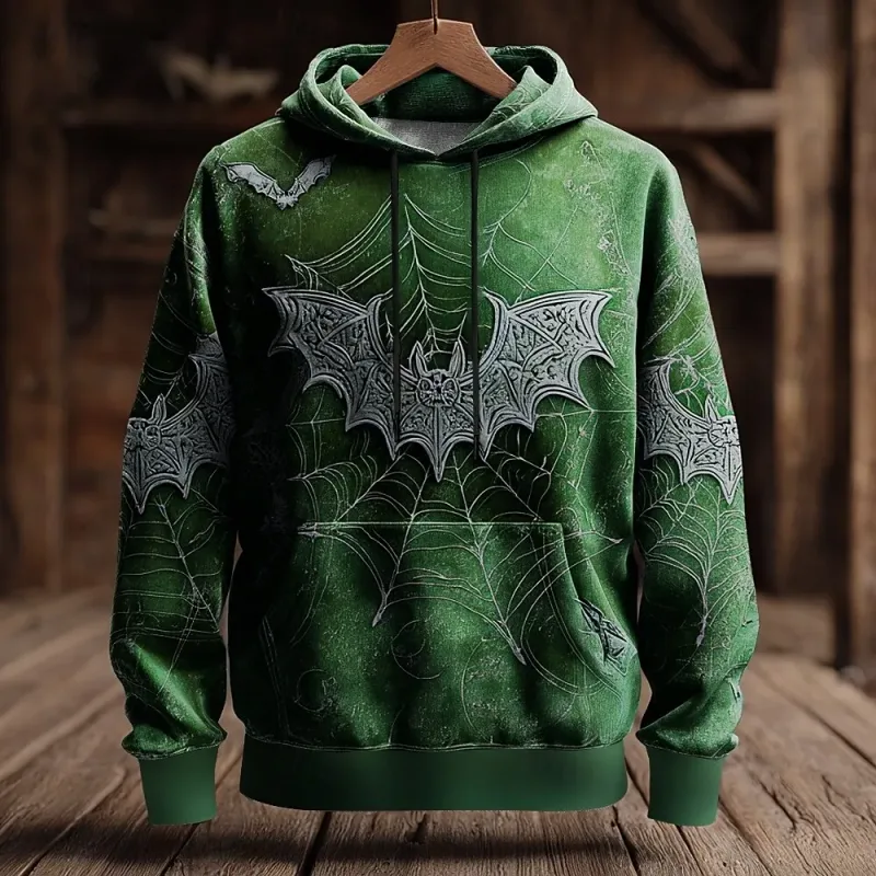 Halloween Men's 3D Bat Sweatshirt Punk Crew Neck 3D Print Club Streetwear Drawstring 3D Print Fall Winter Designer Hoodies — image 7