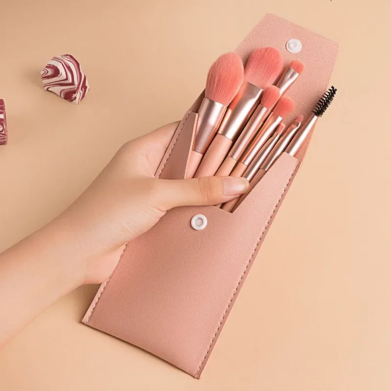 8Pcs Mini Macaron Soft Makeup Brushes Set Portable Beginner Beauty Tools for Blush Eyeshadow Complete Cosmetic Brush Kit