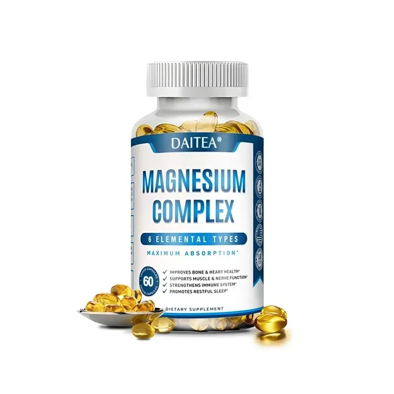 Magnesium Complex Capsules - Pandagdag sa Kalusugan ng Muscle at Cardiovascular na Stress sa Pagtulog at Formula ng Pagkabalisa — image 10