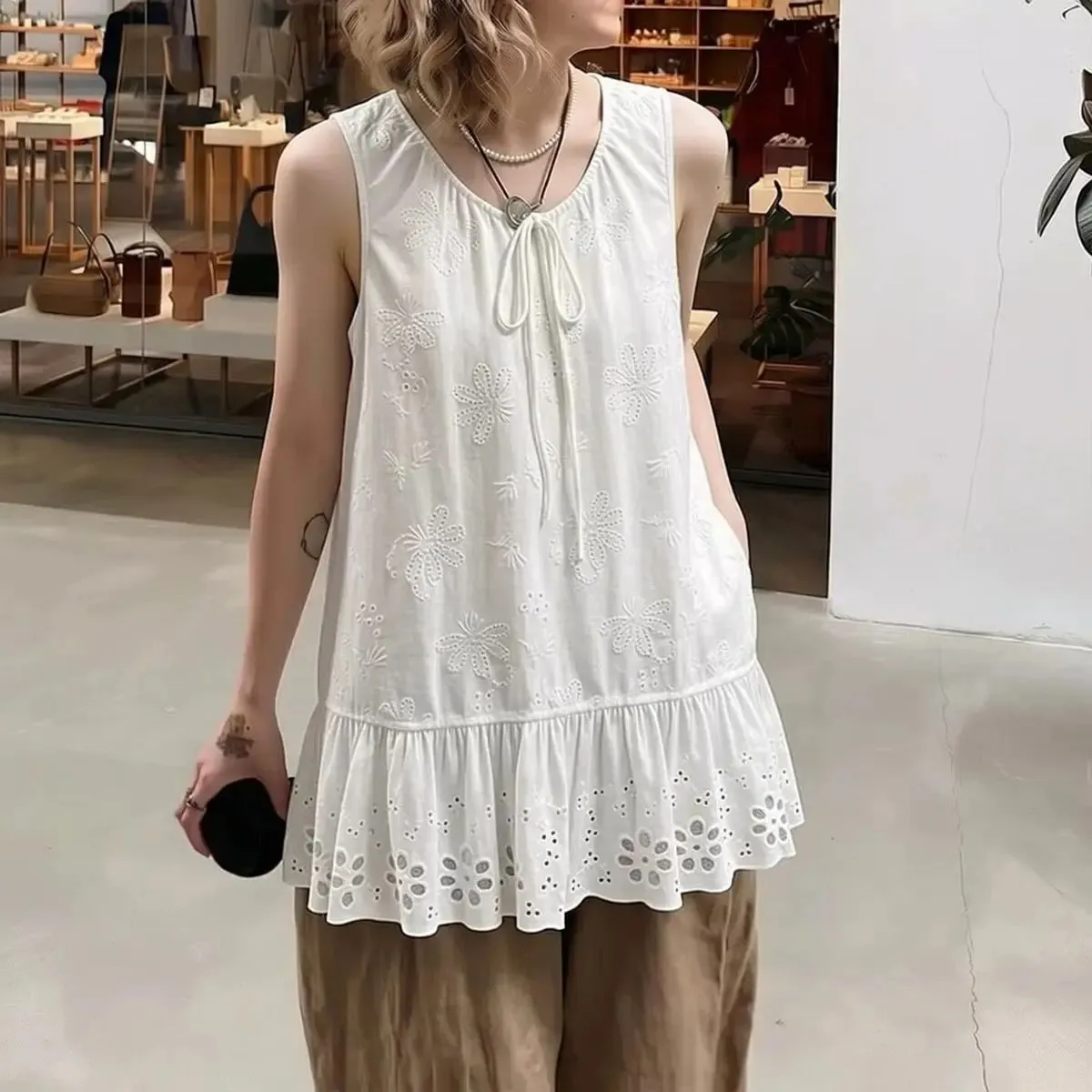 Loose Sleeveless Lazy Style Solid Simplicity Vest Top Summer New Thin All-match Casual T Shirts Fashion Korean Women Clothing