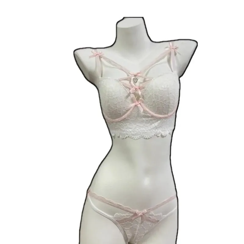 Alluring Lace Bra & Panty Set Heart Pendant Detail Bust Enhancing Push‑Up Design Soft Women Lingerie S‑XL 32‑38AB — image 9
