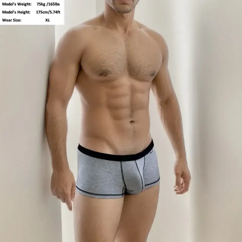 Erkek İç Giyim Kişiselleştirilmiş Tasarım Düşük Bel Boksörler Paketi Nefes Alabilir Tek Katmanlı U Dışbükey Kese Boxershorts Erkekler — image 9