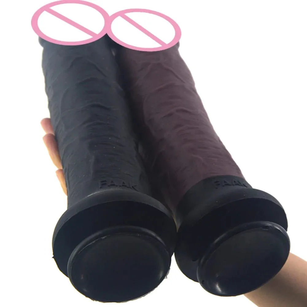 11.2" silicone giant realistic dildo huge penis anal dildo large girth female masturbator suction skin color sex products — image 3