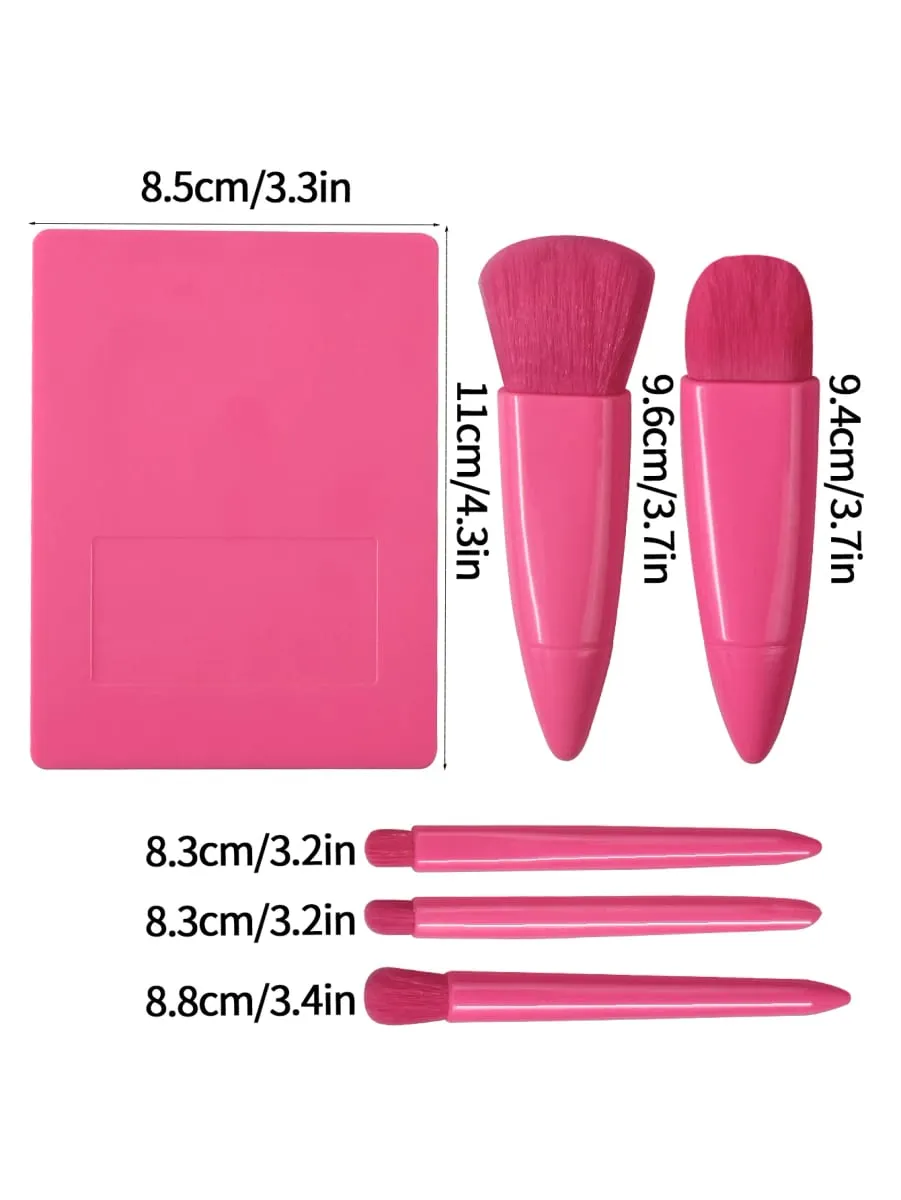 Sada 5 ks cestovních štětců na make-up Mini štětce na make-up Malé kompletní sada kosmetických štětců s pouzdrem a zrcátkem — image 6