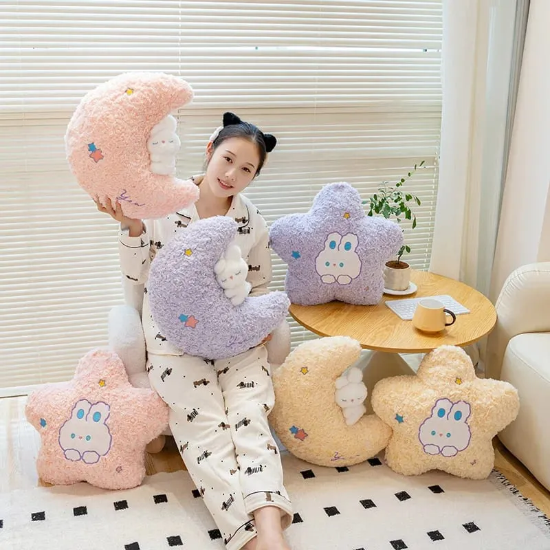 45cm Kawaii Pillow Rabbit Cartoon Star Moon Pillow Cushion Creative Happiness Soft Family Plush Toy Sofa Home Decor Plush Pillow — image 2