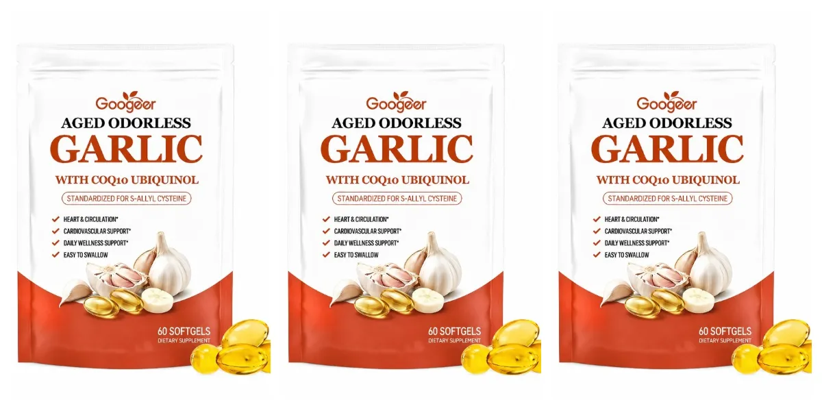 Dojrzałe, bezwonne kapsułki żelowe z czosnkiem z CoQ10, ubichinol i K2 Ciśnienie krwi Wspomaganie serca i krążenia Cholesterol 60 kapsułek żelowych — image 10
