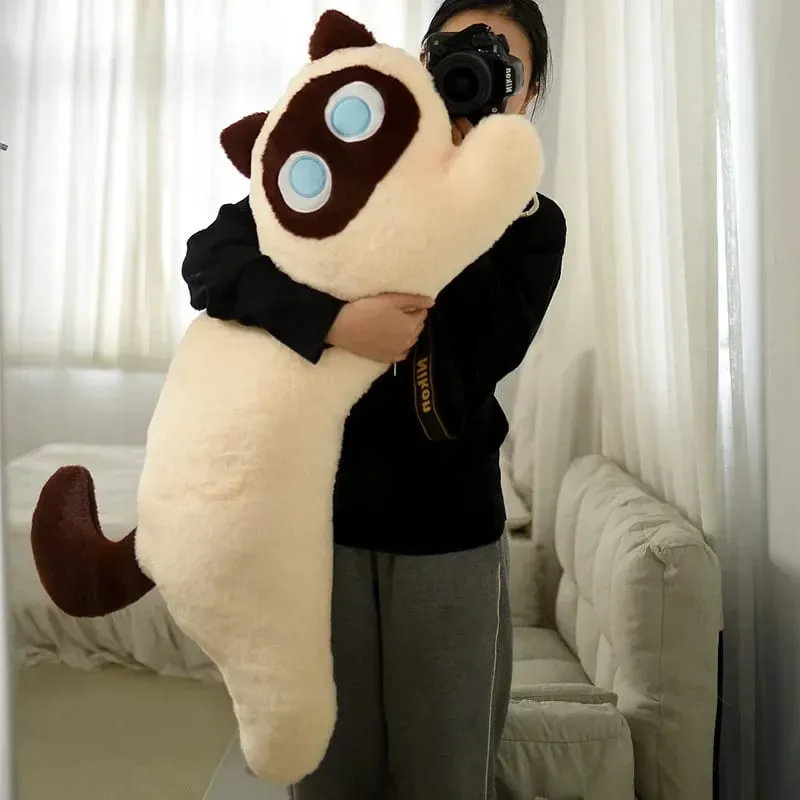 Black Cat Plush Long Pillow Bed Sleeping Pillow Dormitory Leg Clamp Cushion Sofa Stuffed Cat Doll Home Living Room Soft Pillow
