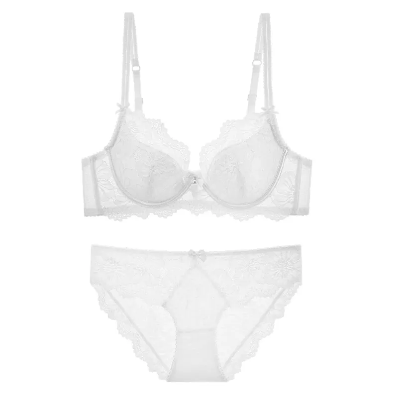 Summer Thin Lace Bra Set For Women Push‑Up Gather Side Fat Control Anti‑Sagging Sexy Soft Lingerie Underwear Kit — image 9
