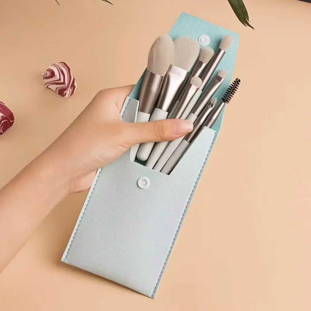 Mini 8pcs Macaron Makeup Brushes Soft Fluffy Travel Cosmetic Kit For Face Eyes Blending Blush Foundation