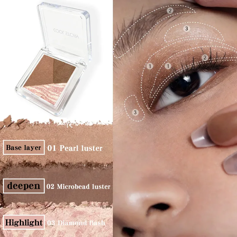 3 Colors Marble Baked Eyeshadow Palette Matte Shimmer Glitter Eye Shadow Waterproof Long Lasting Earth Tone Eye Makeup Cosmetics