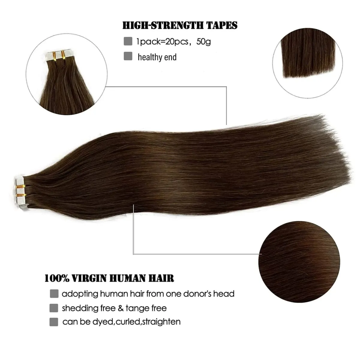 #2 Bone Straight Tape In Hair Extensions 50g/20pcs Skin Weft Invisible Tape In Human Hair Extensions 100% Human Hair For Woman