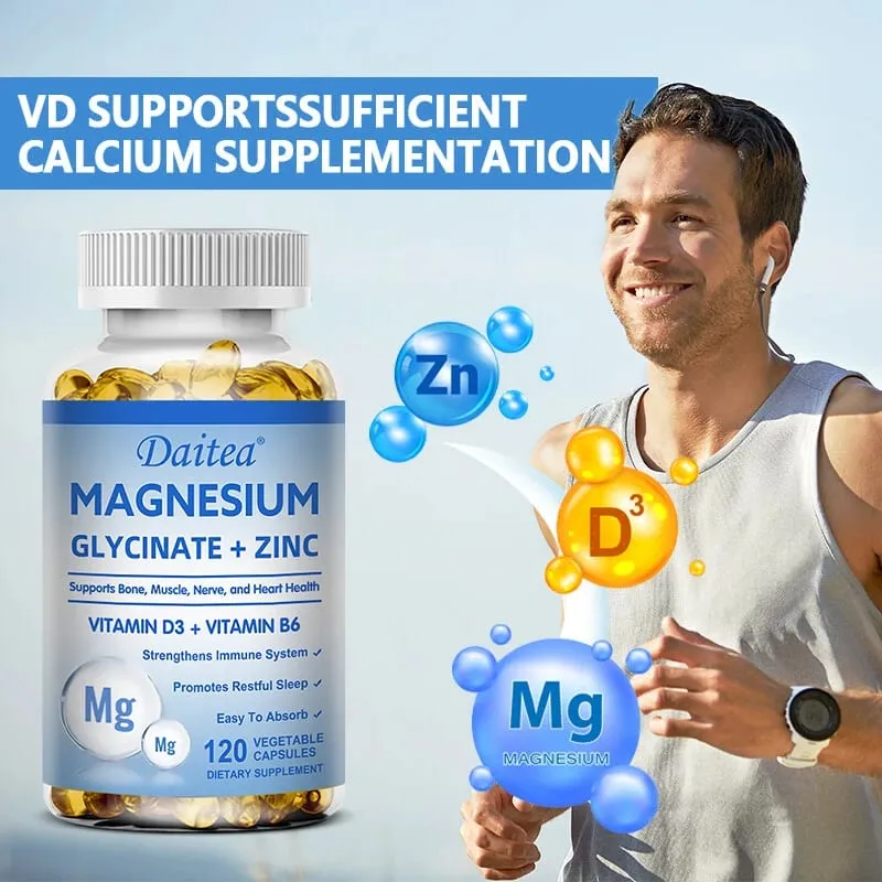 Daitea Magnesium Glycinate at Zinc Dietary Supplement - Bone Nerve Immune Support - Angkop para sa Mga Lalaki at Babae — image 4