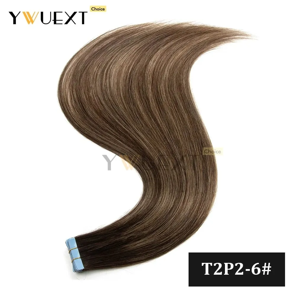 20pcs/Pack Gradient Colors Tape in Human Hair Extensions Add Volume And Length for Women 30g 16-20 inches Salon Quality YWUEXT