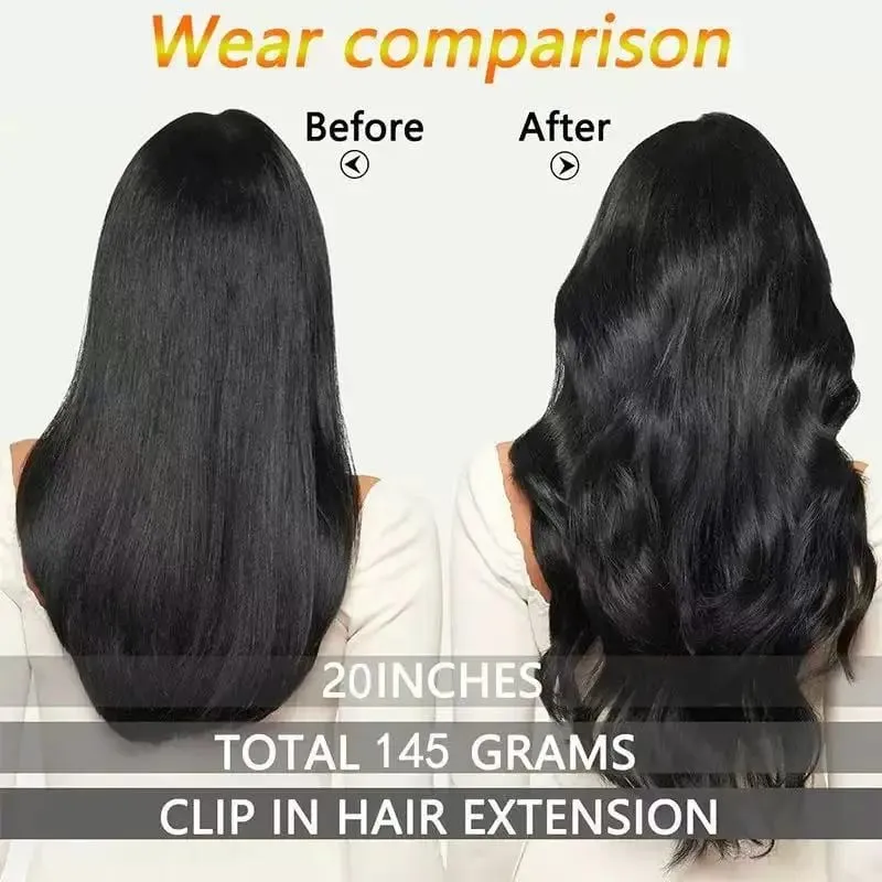 7 Clips In Hair Extensions Long Wave Hairstyle Blck 60-71cm Natural Synthetic Hair Daily Use Hairpiece For Women