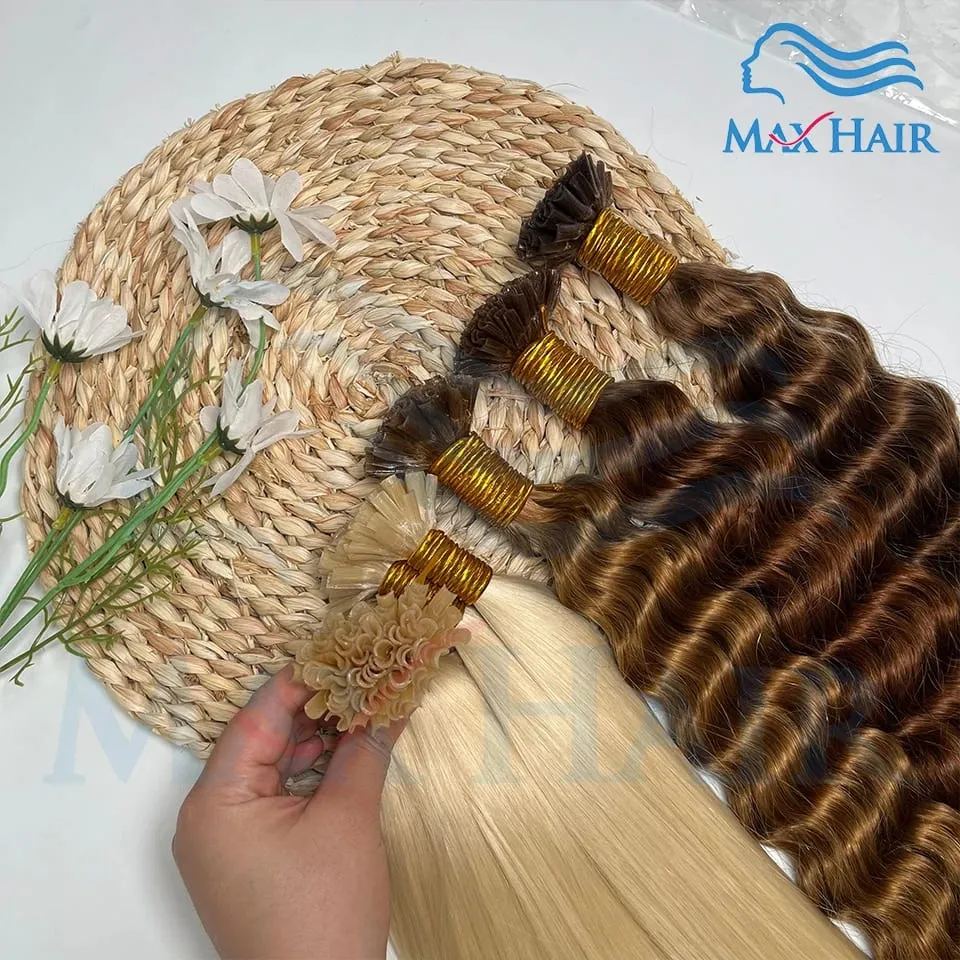 Keratin U Tip deep wave Human Hair Extensions 18-30 Inch Remy Hair Extensions High Quality Remy Human Hair salon Extensions — image 2