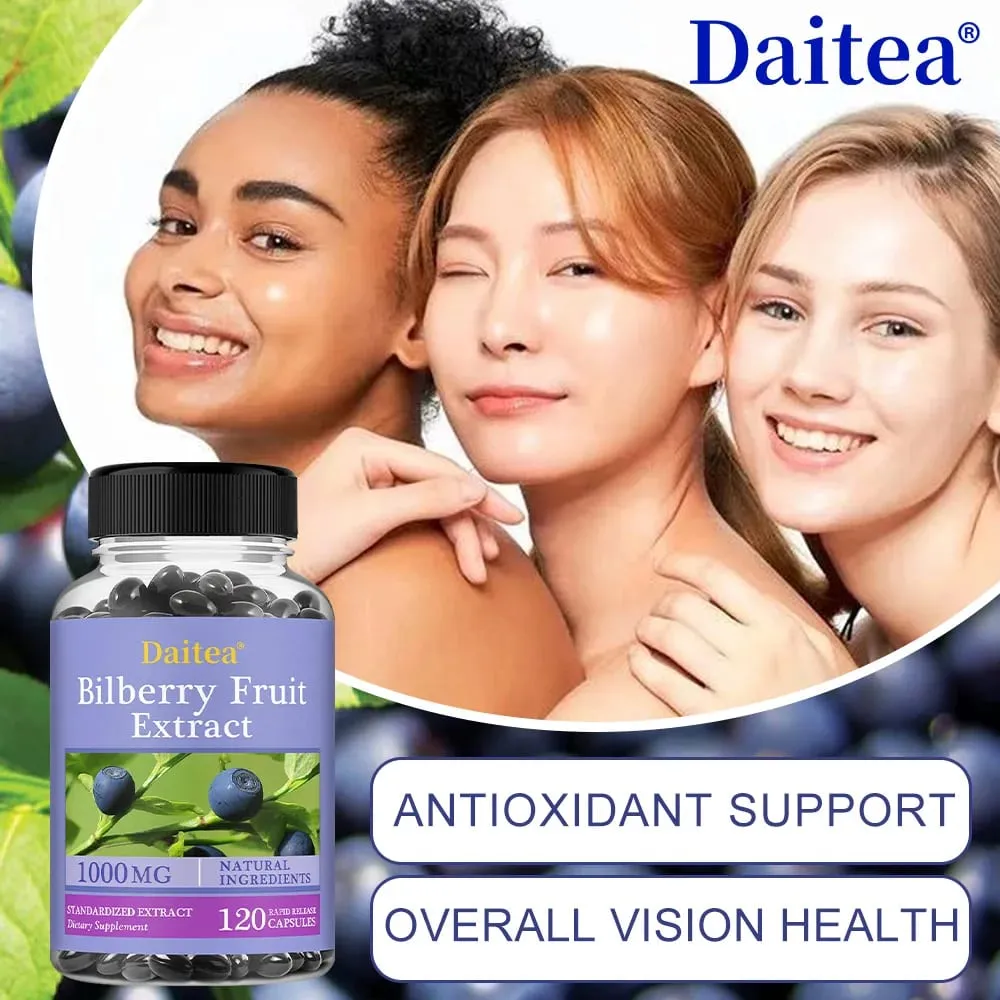Premium Bilberry Extract Eye Vitamin Supplement Promotes Vision Health Antioxidant Benefits and Improves Cardiovascular Health