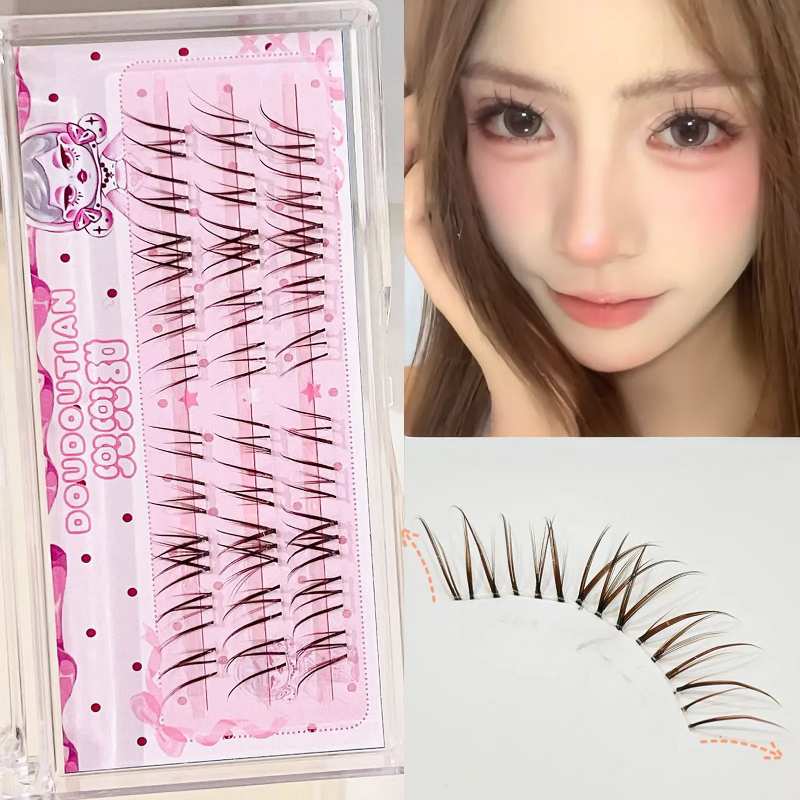 3/10 Rows Sweet Brown False Eyelashes Natural Whispy Fluffy Air Manga Korean Style Fake Eyelash Extensions Perfect Eye Makeup — image 4