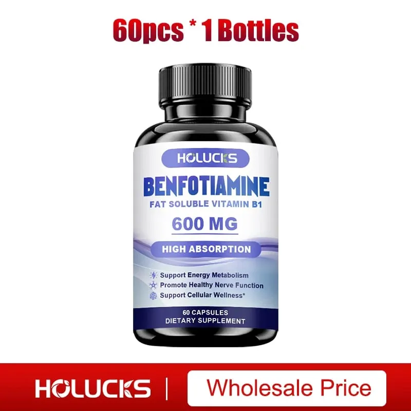 Benfotiamina 600mg | Doskonała wchłanialność witaminy B1 dla metabolizmu energetycznego i zdrowia nerwów | Suplement diety 120 kapsułek