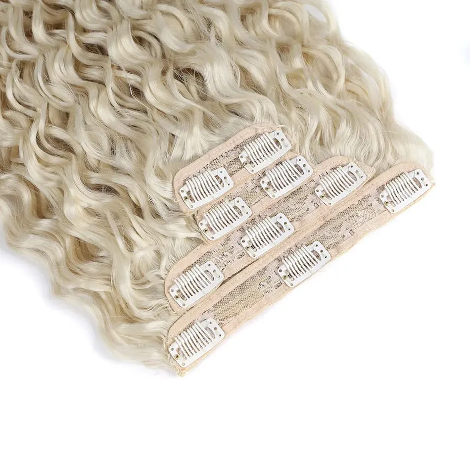 Alana 28inch Synthetic Long Water Curly Clip In Hairpieces Hair Extensions Kinky Curly Clip-in Hair Heat Resistant Organic Fiber