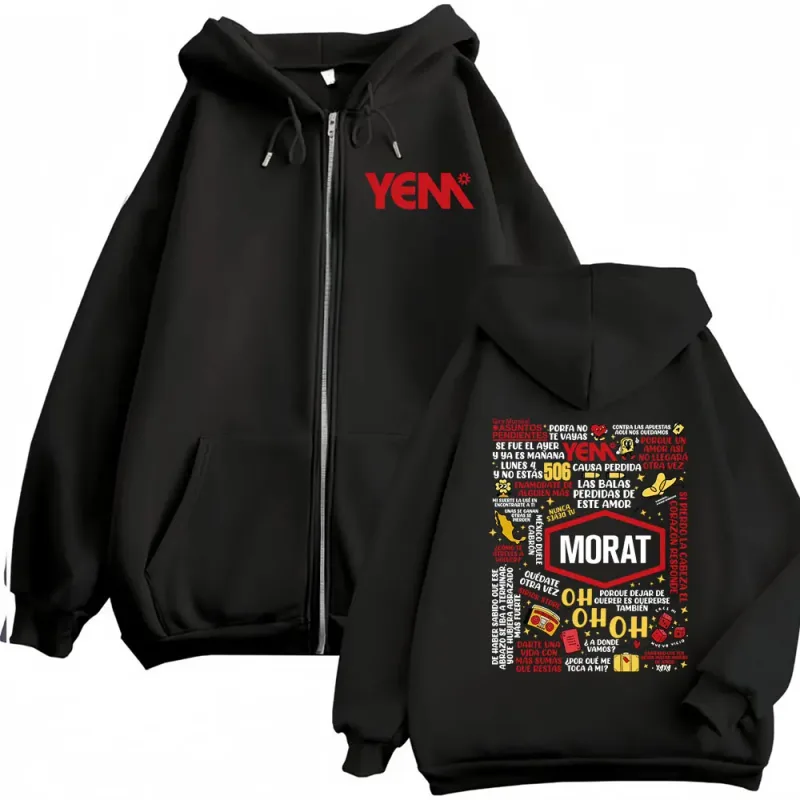 Band Morat Asuntos Pendientes Yem Printed Zip Up Hooded Sweatshirts Men Women Fashion Vintage Comfort Zipper Hoodie Coats Jacket — image 1