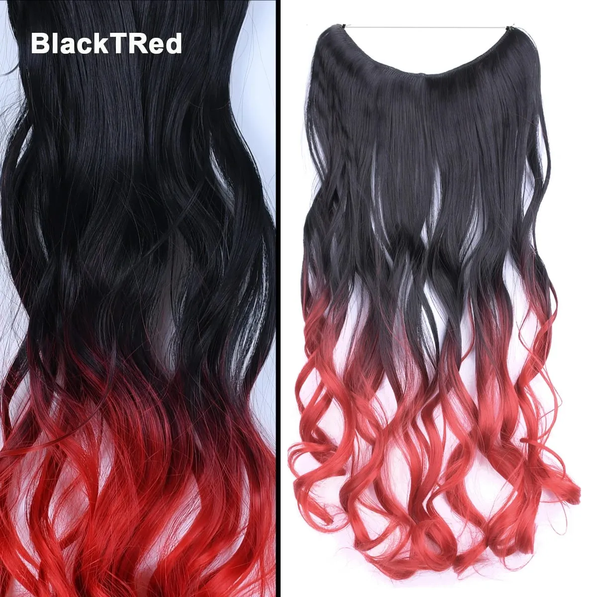 Jeedou Wavy Hair Extension Elasticity Invisible Wire Fish Line One Piece No Clips Synthetic Hairpieces Ombre Color For Ladies