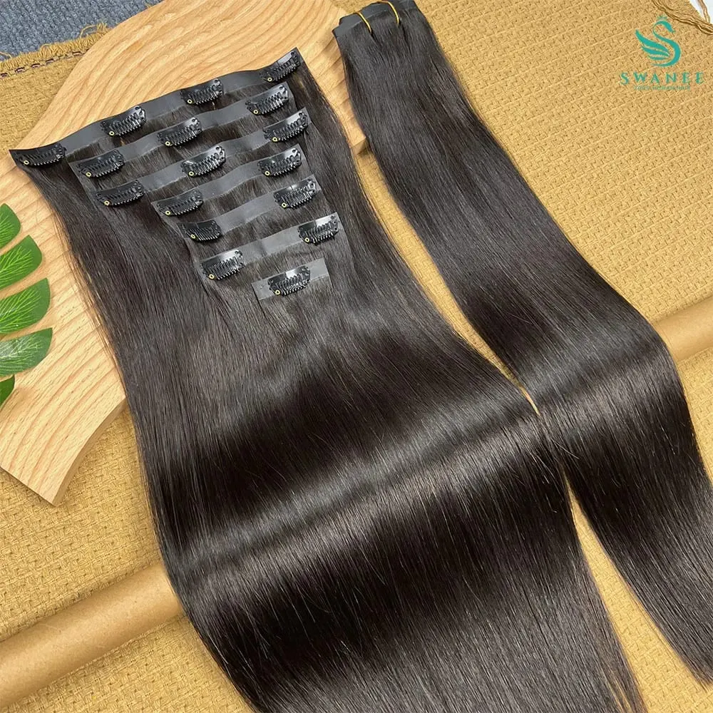 Clip in Hair Extensions Real Natural Hair Virgin Straight Set 7 Pcs/Set Vietnamese Clip in Human Hair Extensions — image 14