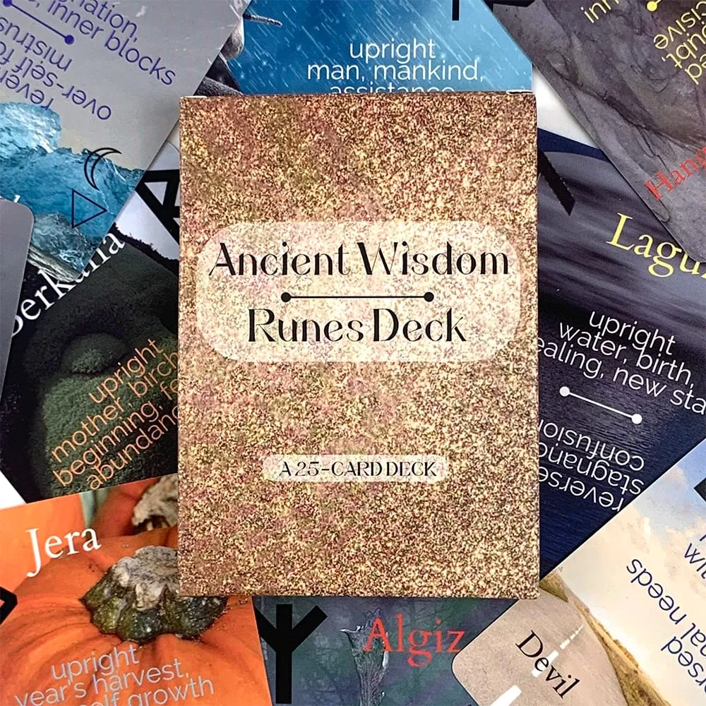 New Ancient Wisdom Runes Deck A 25 Precious Oracle Cards For Inspire Your Life and Destiny Game Cards Meditation & Party Games