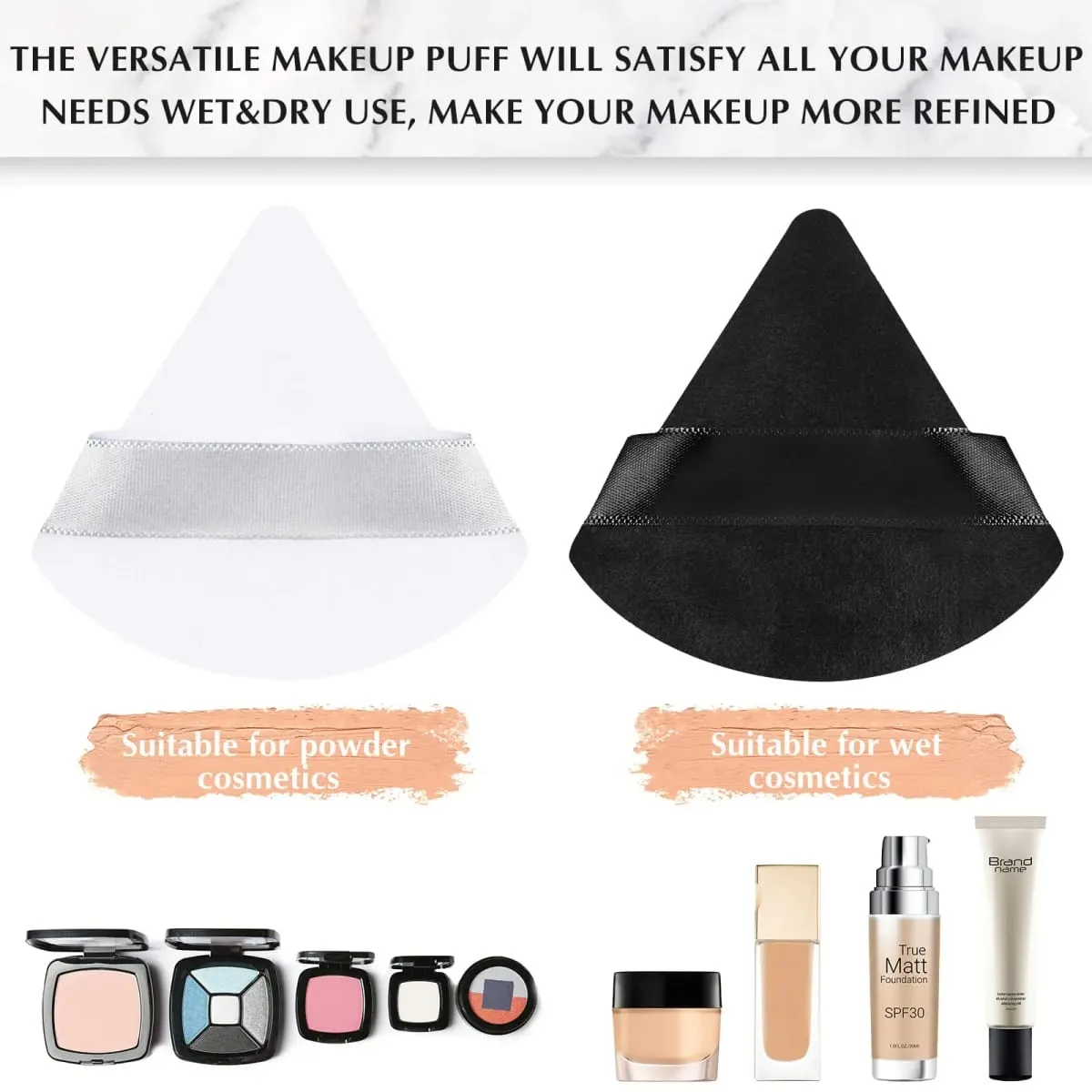 Wholesale 50Pcs Triangle Powder Puff Mini Face Makeup Sponge Cosmetics Soft Cotton Face Powder Puff Washable Velvet Makeup Puff — image 3