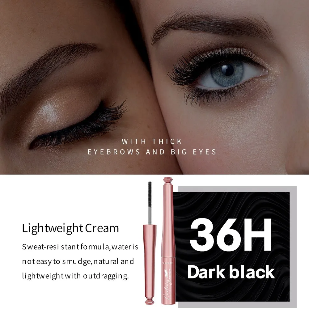 Schwarze Wimperntusche, die Volumen verleiht und Locken verleiht. Langanhaltend und natürlich verlängernd, schnell trocknend und klumpenfest – ideal für das tägliche Make-up