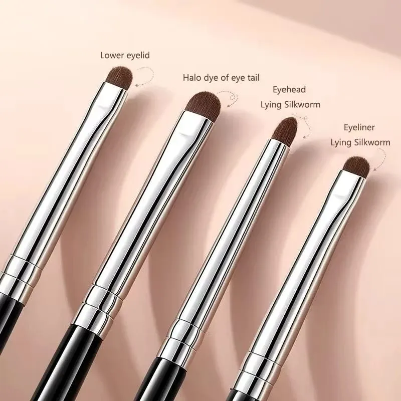 Bộ 4 cọ phấn mắt tinh tế và nhỏ gọn được làm bằng lông ngựa để pha trộn chính xác; Cọ kẻ mắt; Cọ che khuyết điểm — image 6