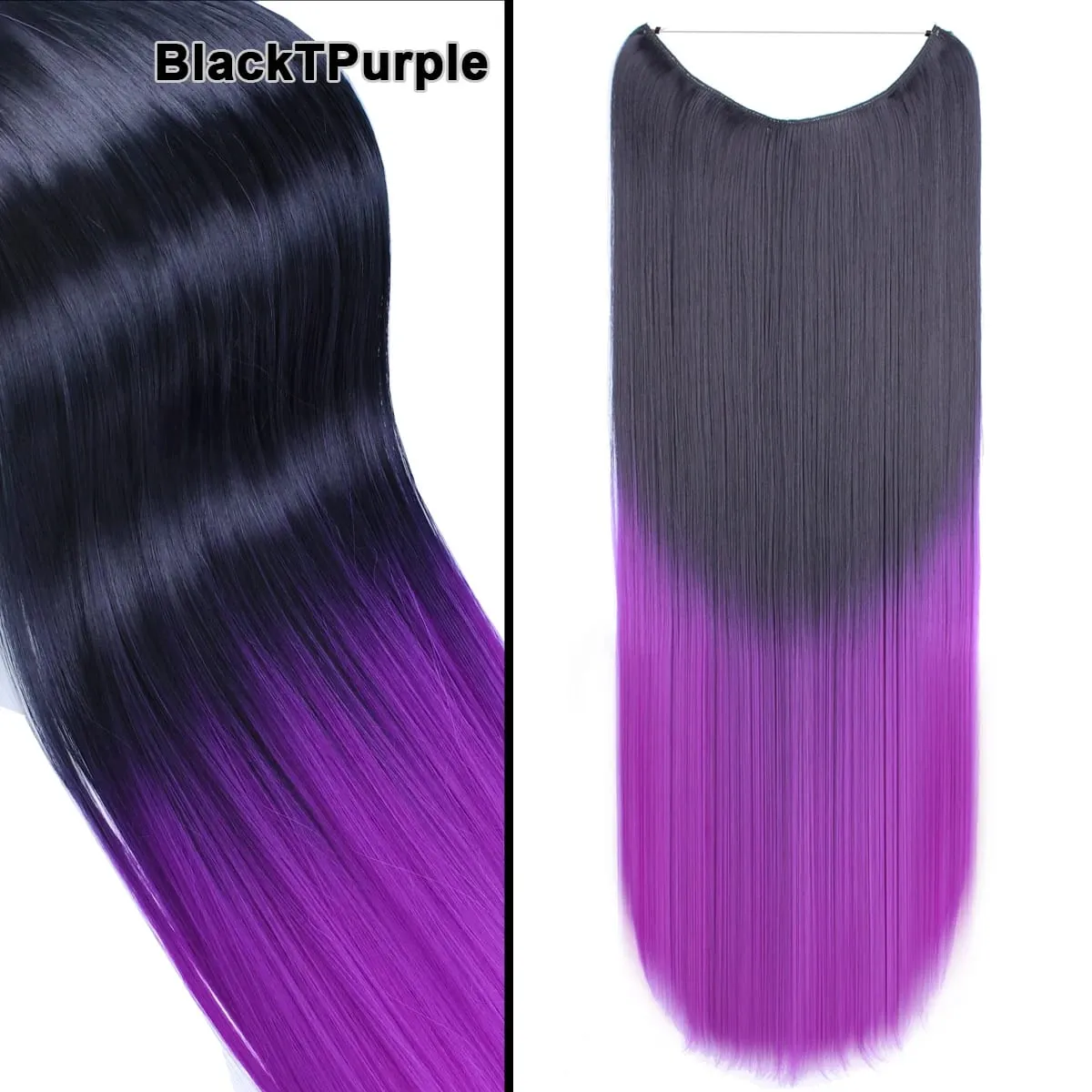 Jeedou Wavy Hair Extension Elasticity Invisible Wire Fish Line One Piece No Clips Synthetic Hairpieces Ombre Color For Ladies