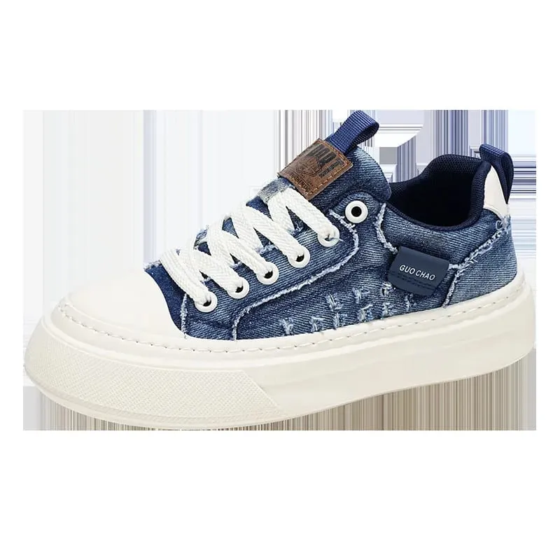 2026 New Thick Soled Non-slip Breathable Casual Low Top Canvas Board Shoes for Men's Versatile Trend Height Increase Sneakers